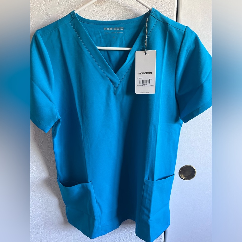 Mandala Blue Scrub Top & Joggers